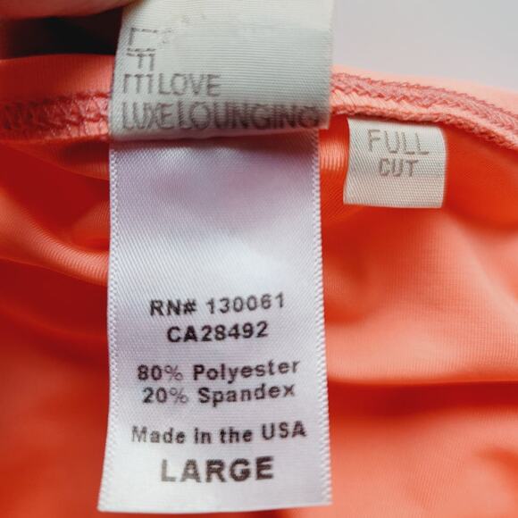 L*Space Monique Full Bottom Cut Bikini Bottom Bright Coral Large - Picture 4 of 7